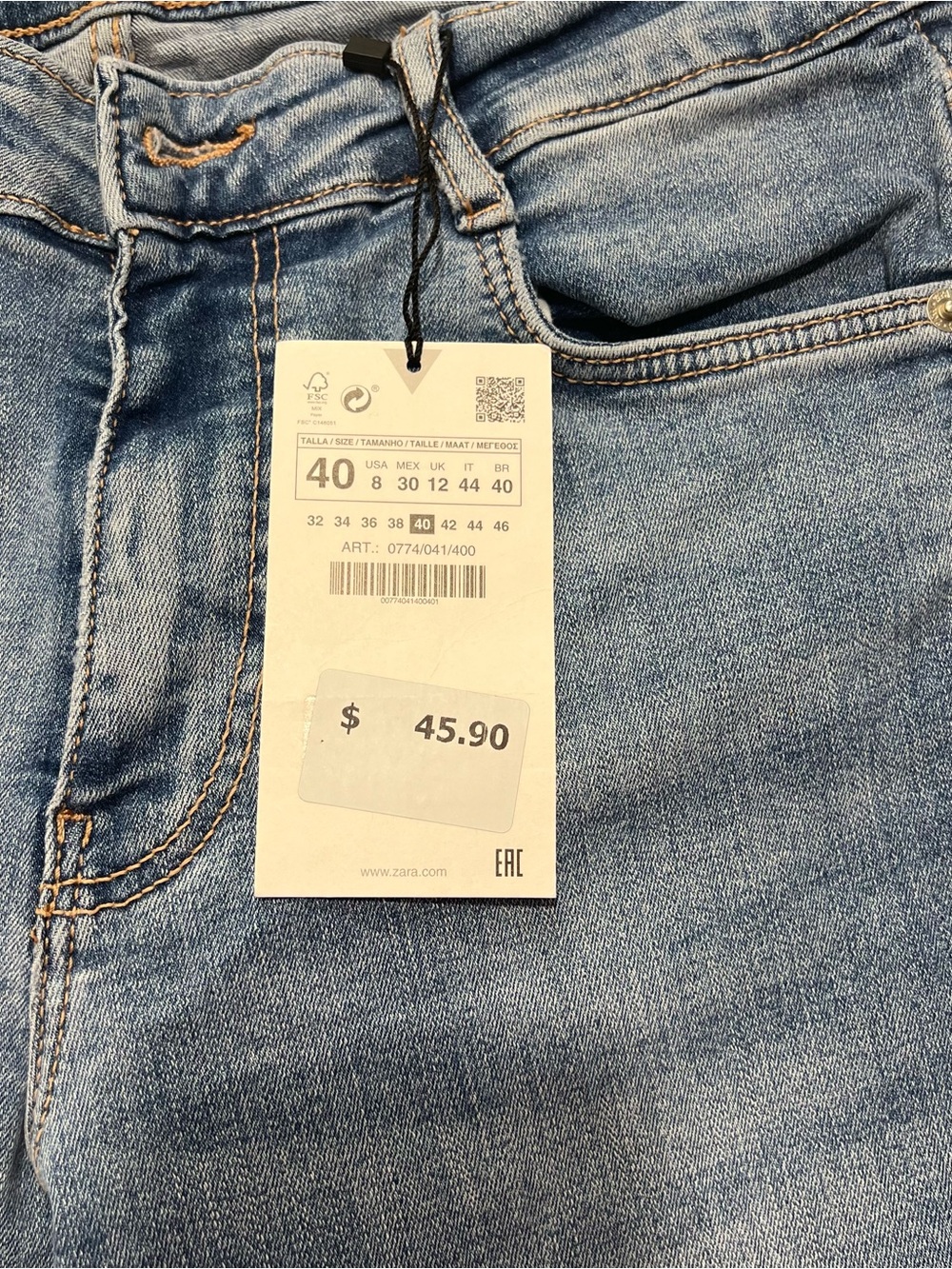 ZARA Women’s  Skinny Jeans in Mid Blue Wash - Size 8❤️ - Picture 4 of 13